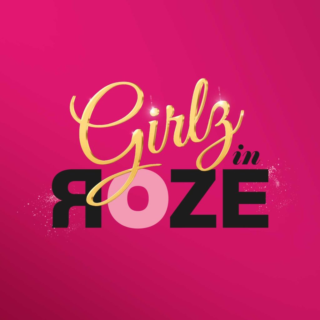 logo girlz in roze fond rose